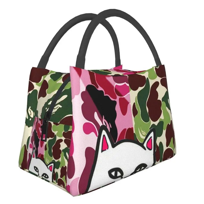 

Camouflage Pattern Pink Army Insulated Lunch Bag for School Office Bape Leakproof Cooler Thermal Bento Box Women Shoulder Bag