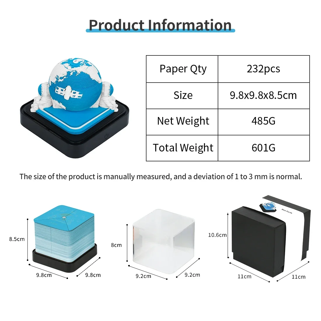 Блокнот для заметок Omoshiroi Block 2025 Calendar Earth 3D