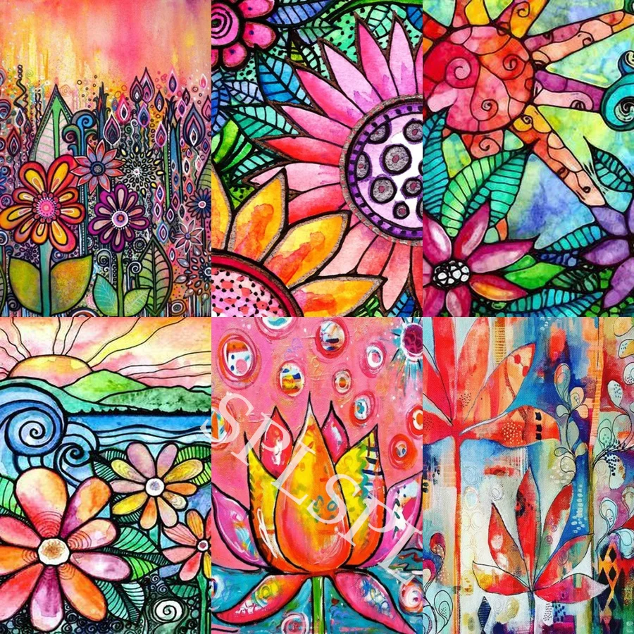 

DIY Abstract Colorful Sunflower Diamond Painting Full Rhinestone Poster Abstract Mosaic Hand Art Painting Home Decor