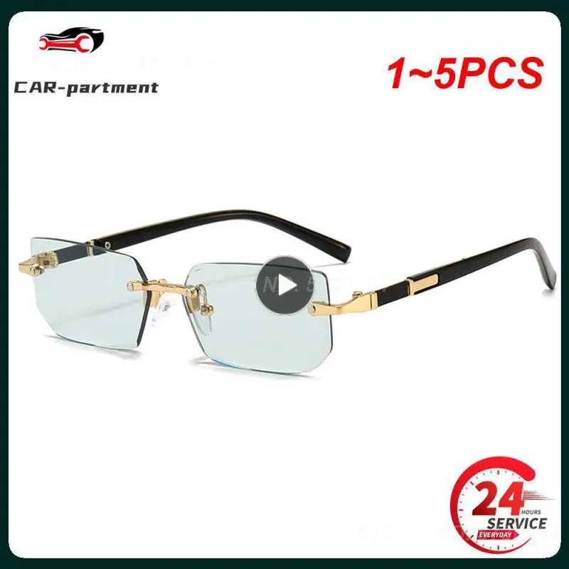 

Очки солнцезащитные без оправы UV400 для мужчин и женщин, Модные прямоугольные солнечные очки с градиентом, в стиле панк, без оправы, с защитой от ультрафиолета, 1-5 шт.