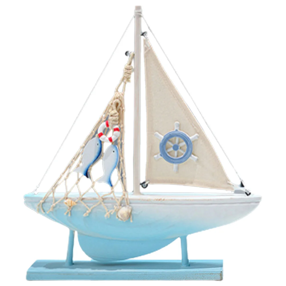 

Sailboat Shaped Decor Nautical Model Wooden Figurine Craft Ornament Ornaments Interior Decoration