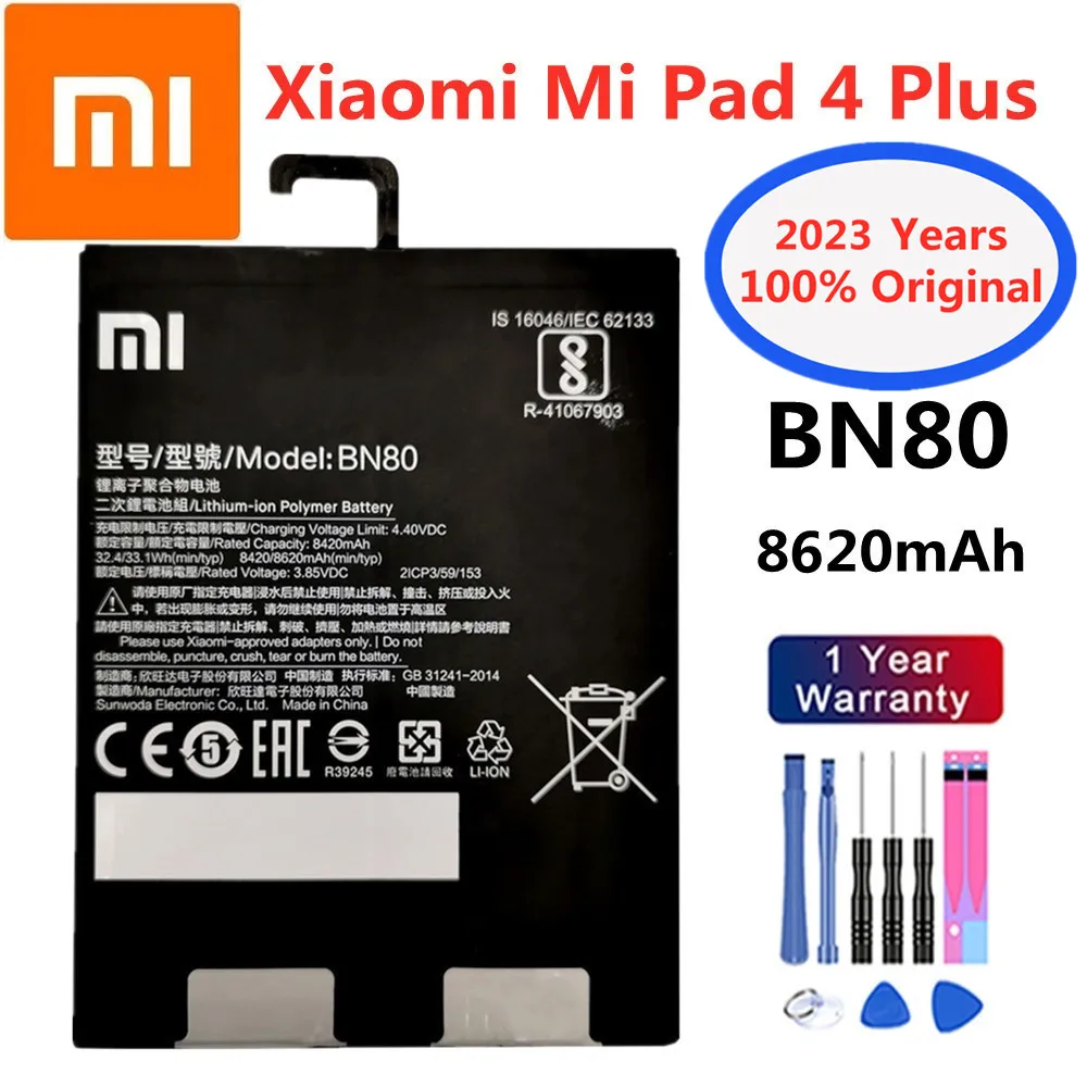 

2023 Years BN80 Original Battery For Xiaomi Pad 4 Plus Pad4 Plus Tablet 4 MiPad4 Plus 8620mAh High Quality Tablet Bateria