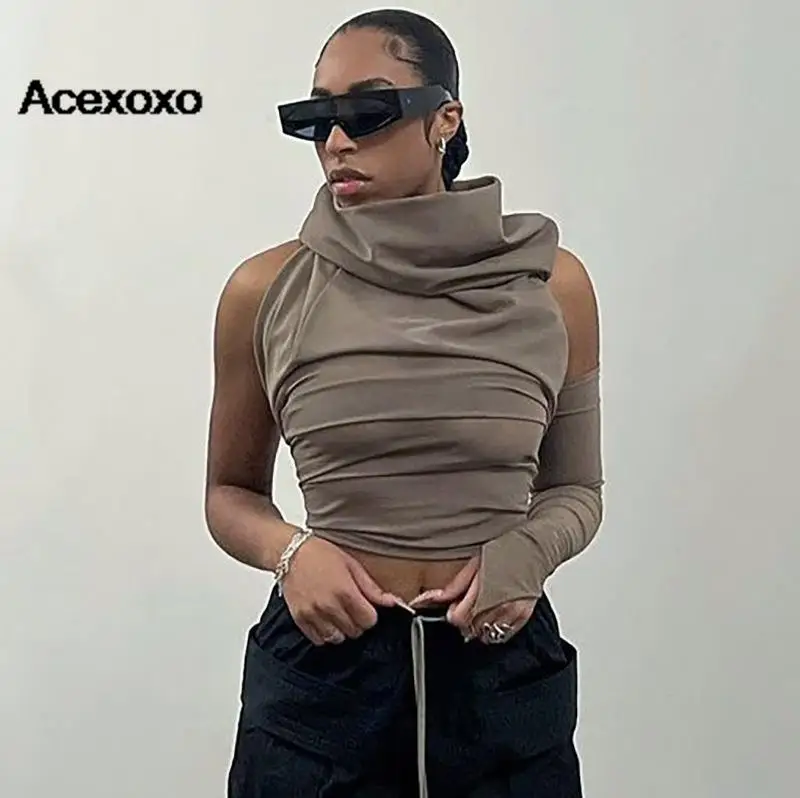 

Europe and the United States women's summer new solid color casual crop back single sleeve hooded slim top