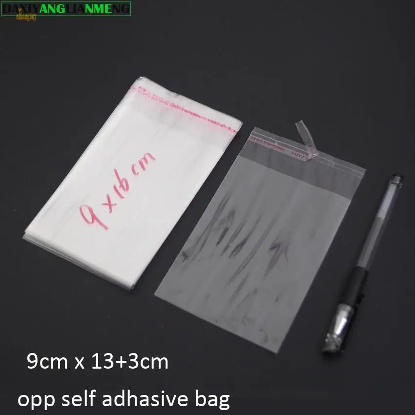

300pcs/lot 9x13cm +3cm Clear OPP Self Adhesive Storage Bags For Magazines Newspapers Photos Bread Popcorn Nuts Free Shipping