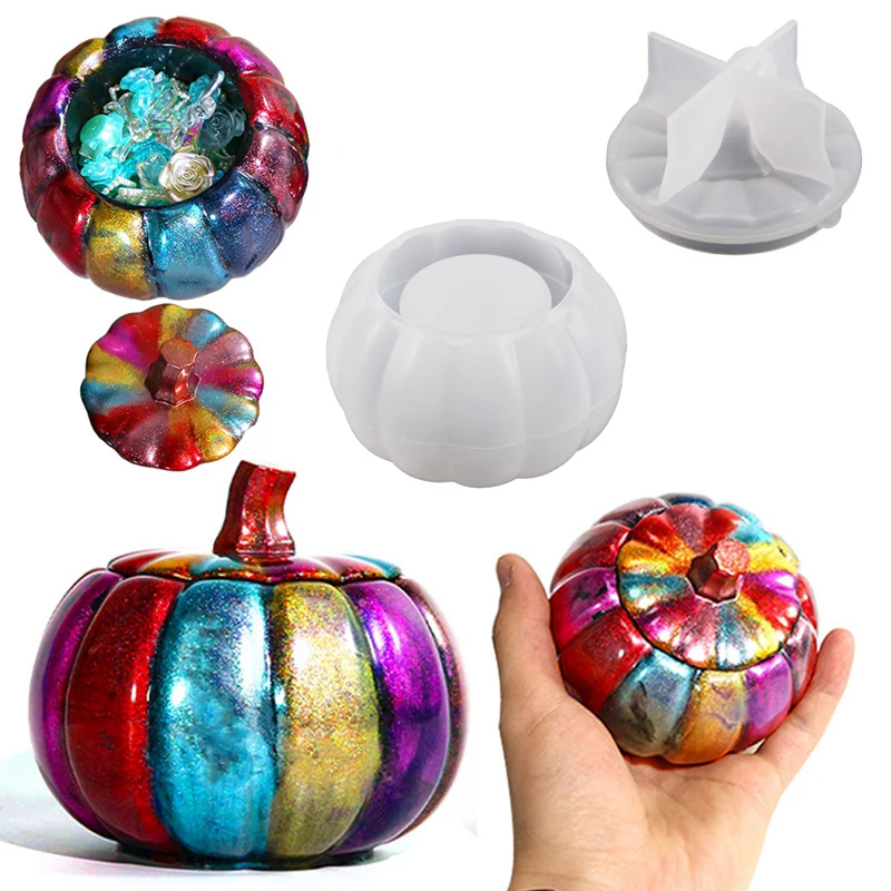 

DIY Pumpkin Storage Box Silicone Mold Pumpkin Candlestick Plaster Storage Box Epoxy Resin Mould Halloween Jewelry Decor Gift