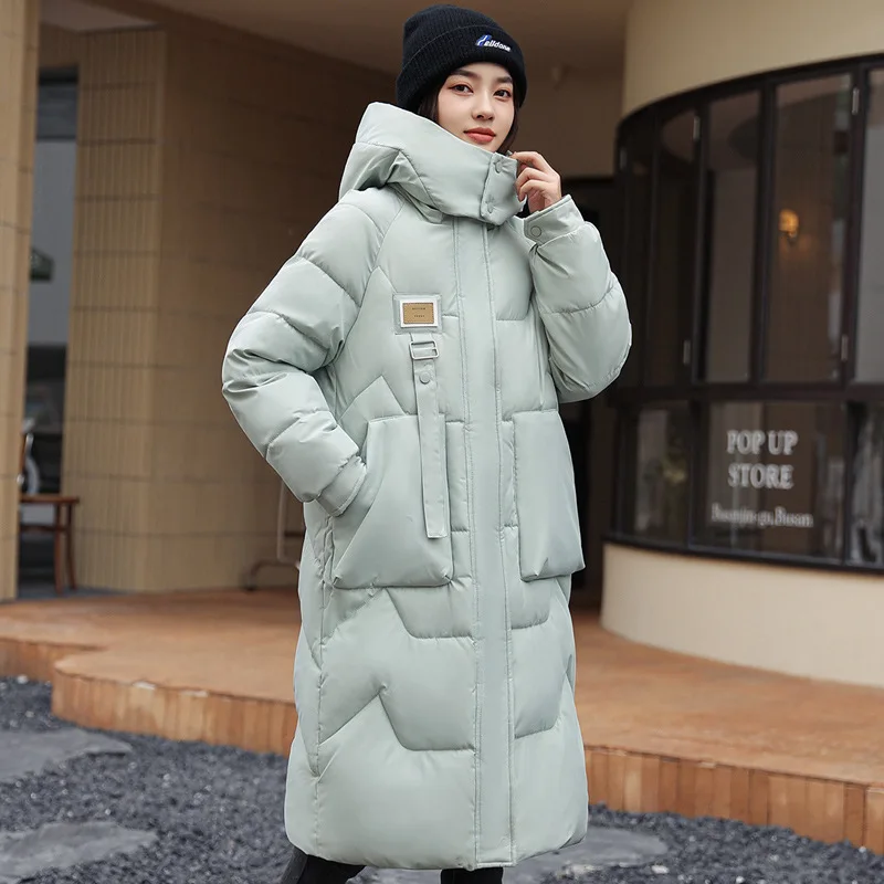 

2023 Snow Wear Casaco New Solid Winter Coat for Women Down Jacket Warm Casual Loose Hooded Winter Women Jacket Long Parkas