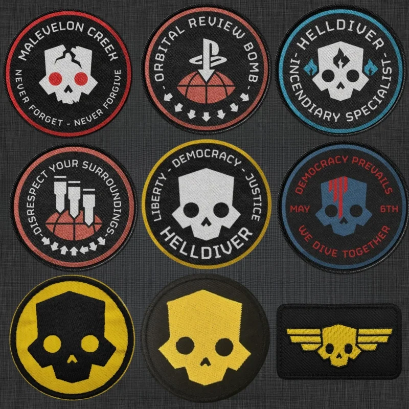 Hell Diver Skull Morale Tactical Patch Printed Hook&ampLoop Orbital Review Bomb Military Incendiary Specialist Badge Stickers