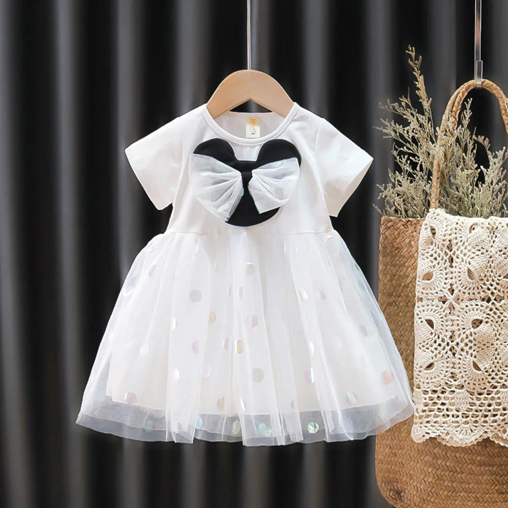 

Girls Baby Dresses 2022 Summer New Casual Bow O Neck Dress Girls Baby Birthday Party Clothing Kids Girl Mesh Tutu Dress Vestidos