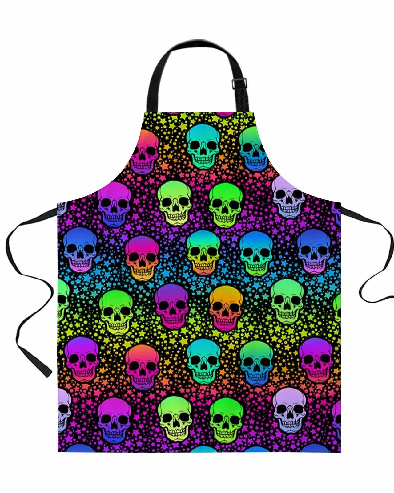 

Rainbow Colored Skull Stars Apron Waterproof Anti-Oil Sleeveless Useful Things for Kitchen Men Women Home Restaurant Work Wear