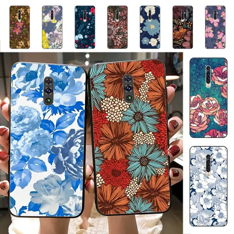 

Glossy Flowers Phone Case for Vivo Y91C Y11 17 19 17 67 81 Oppo A9 2020 Realme c3