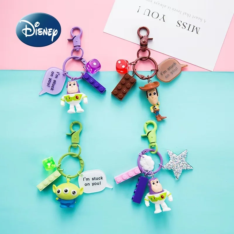 

Disney Toy Story Keychain Cartoon Cute Car Keyring Fashion Couple Pendant Strawberry Bear Bag Accessories Children's Toy Gift