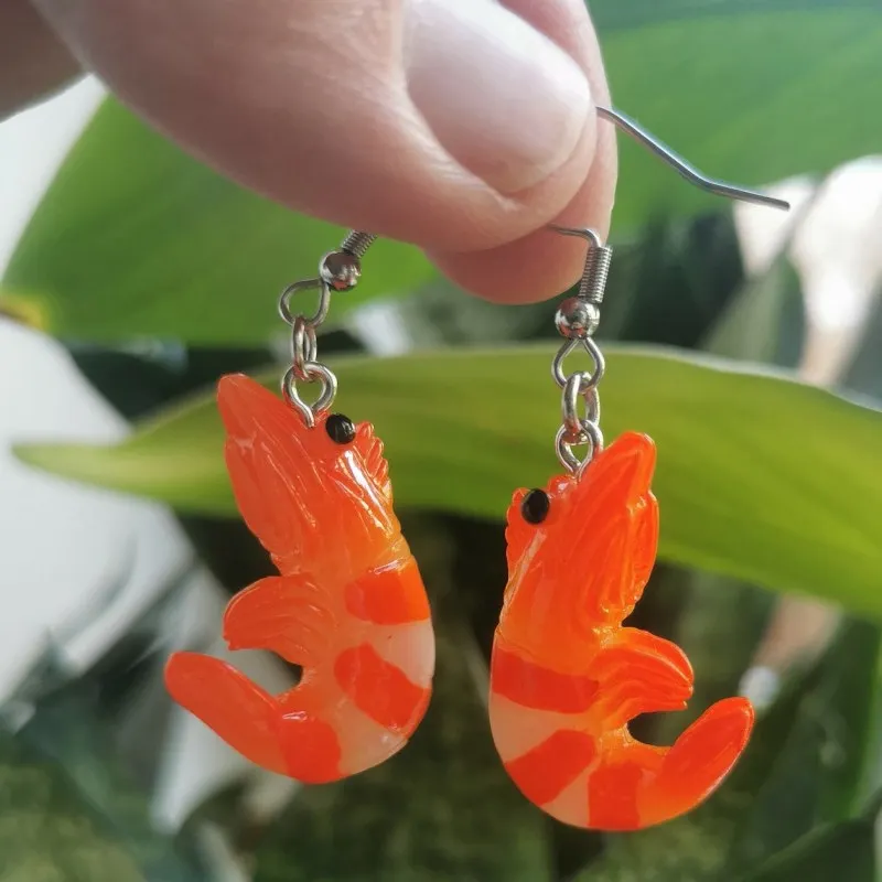 Женские серьги ручной работы оригинальные 3D из смолы подвески для морепродуктов