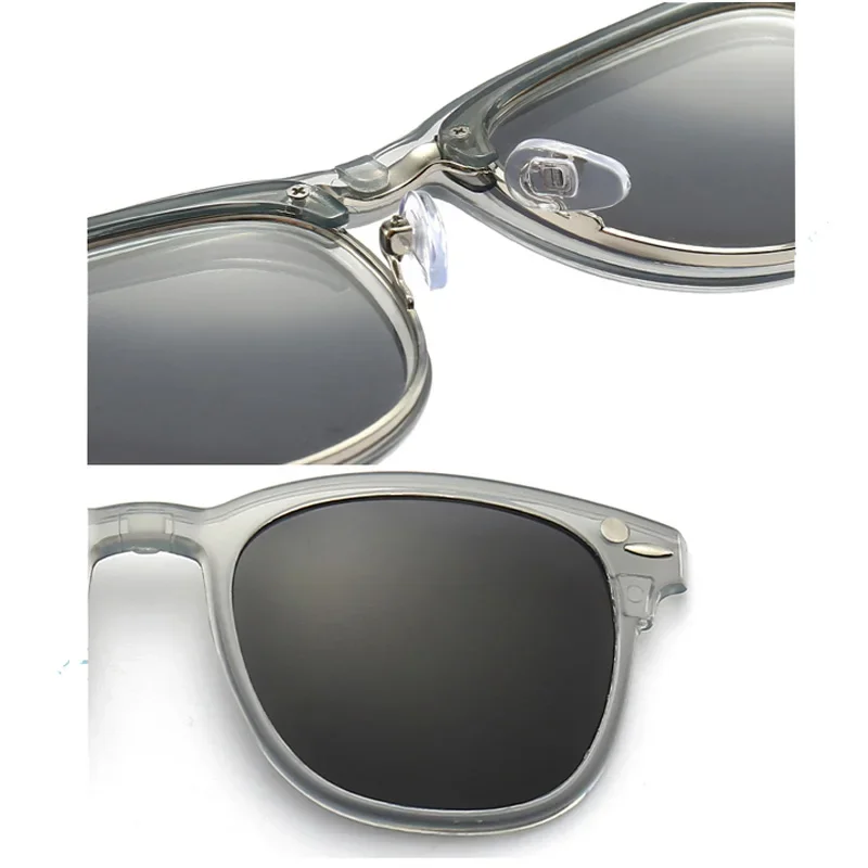 Желейно-серые женские солнцезащитные очки для близорукости в прозрачной оправе 6