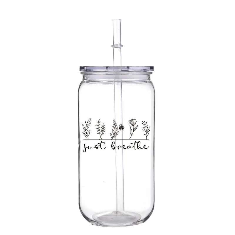 Черные буквы с узором 16 унций печатная чашка для домашних животных соломой