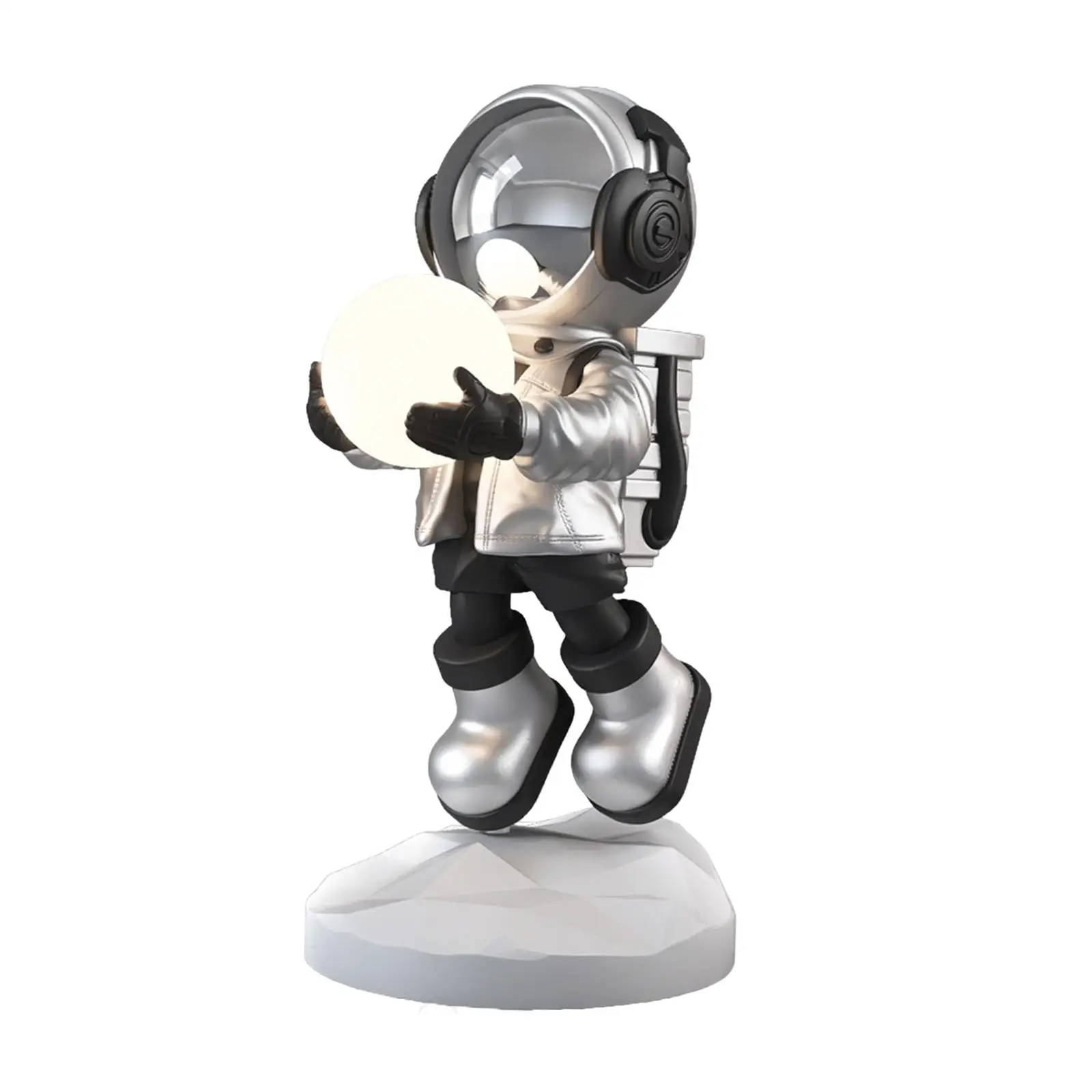 

Lovely Spaceman Figurine Sculpture Art Decor Collection Standing with Light Handcrafts Artwork Statue for Bedroom Living Room