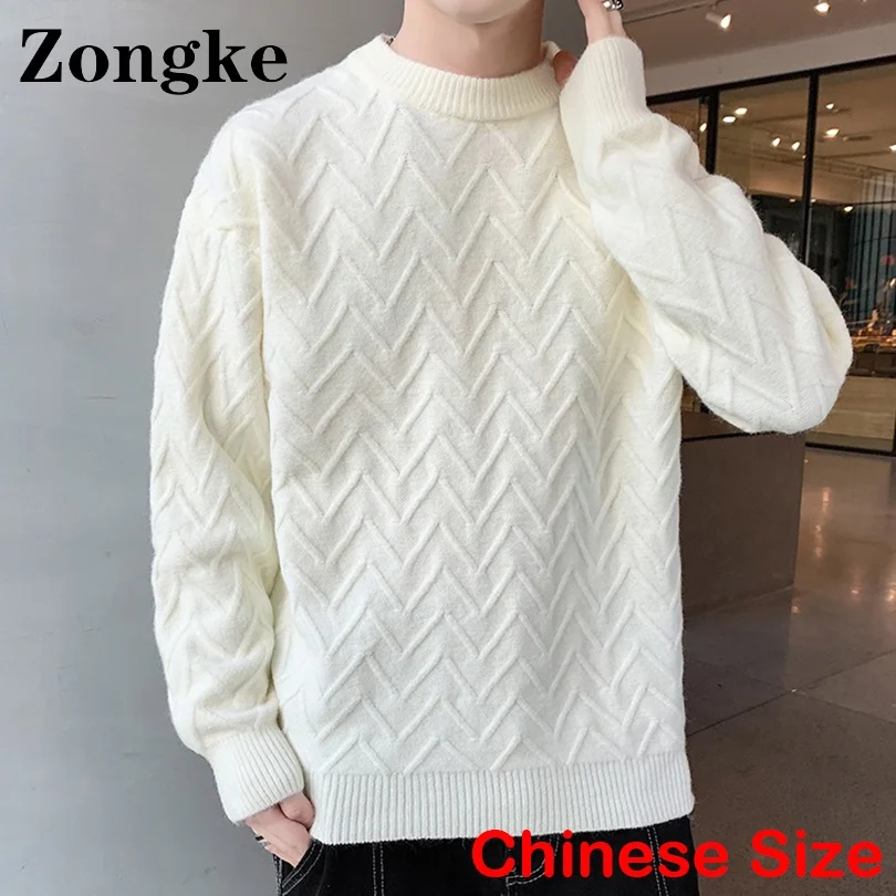 

Белый свитер Zongke для мужчин, одежда, винтажные свитера для мужчин, зимняя одежда, пуловеры, мужские топы, искусственные Осенние новые поступ...