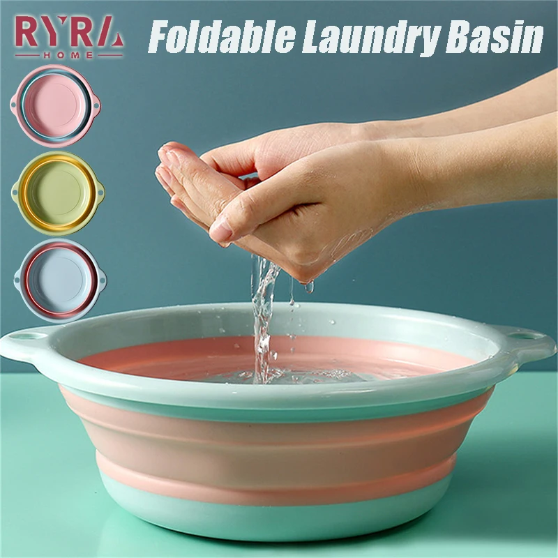 

Portable Foldable Laundry Basin Durable Plastic Washbasin For Student Dormitory Travel Folding Laundry Tub Household Supplies