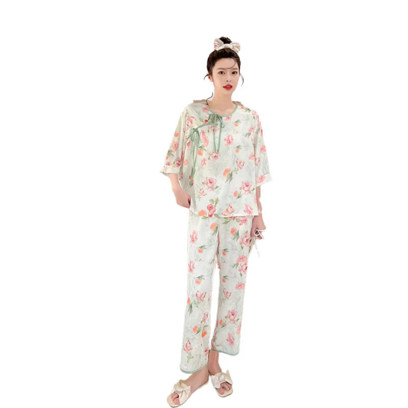 2023 Spring New Pajamas for Women's Chinese National Style Trendy Jacquard Tassel Casual Home Service Suit Can Be Worn Outside