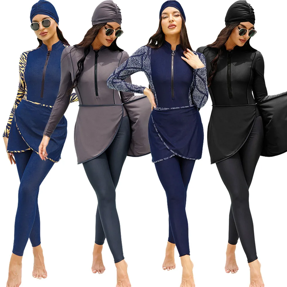 

Women Muslim Clothing Muslim Swimwear Long Sleeve Sport Swimsuit 4PCS Nylon Burkini Swimming Maillot Bain Femme Musulmane Suit