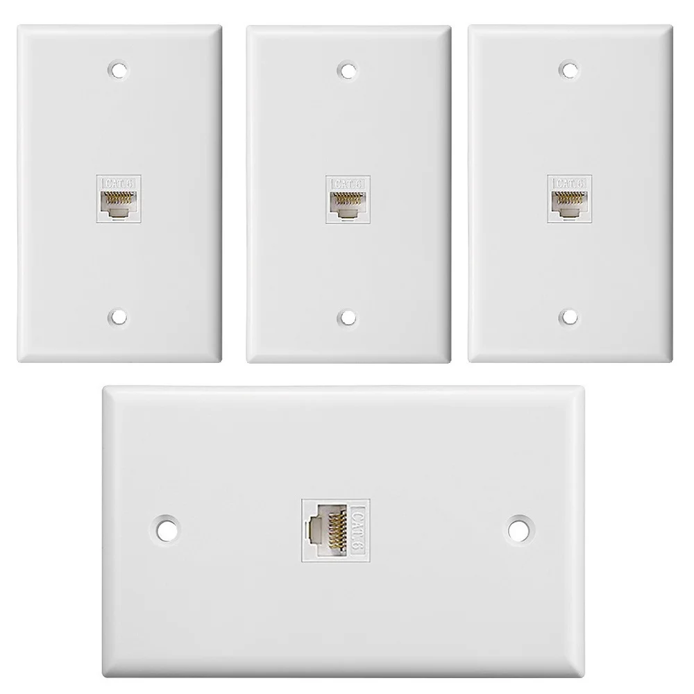 

4-Pack 1-Port Ethernet Wall Plate, Wall Plate with RJ45 Female to Female Inline Coupler Insert