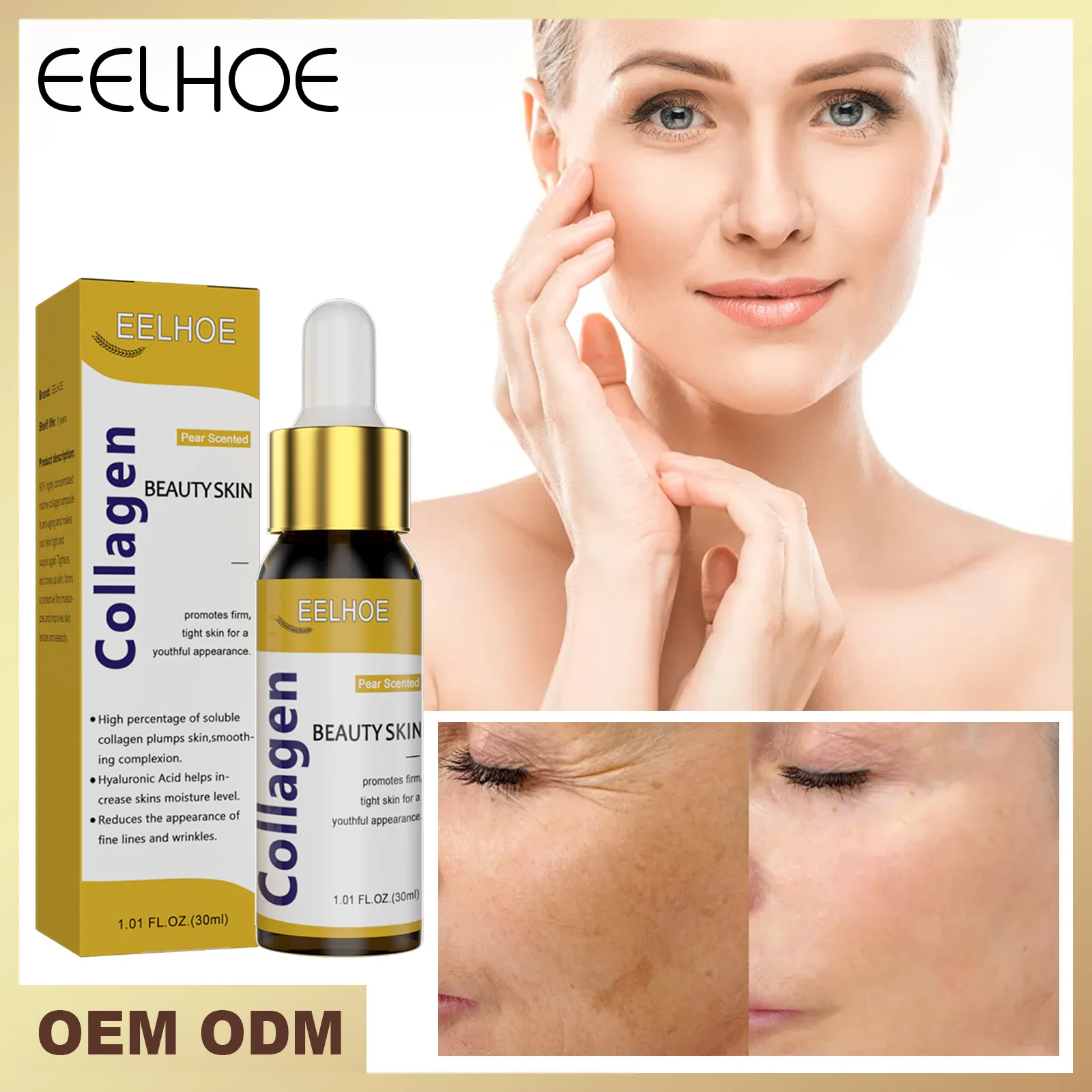 EELHOE 1pcs 30ml Collagen Essence Hydrating Moisturizing Facial Treatment Anti-aging Repair Serum Free Shipping