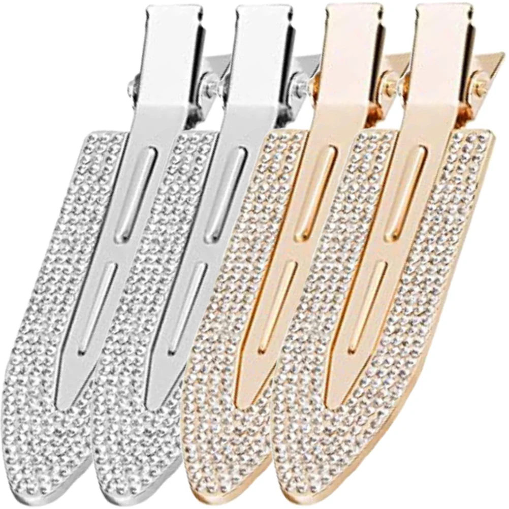 

4 Pcs Bangs Hair Clip Metal Diamond Makeup Clips No Crease Modeling Dent Bend Women Miss