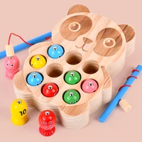 wooden panda model block magnetic fishing game children wood educational early learning aids parent child plays baby daycare toy
