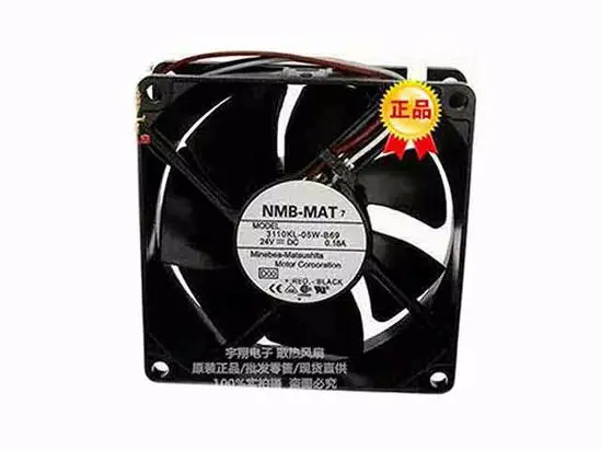 

NMB-MAT 3110KL-05W-B69 D00 DC 24V 0.18A 80x80x25mm 3-Wire Server Cooling Fan