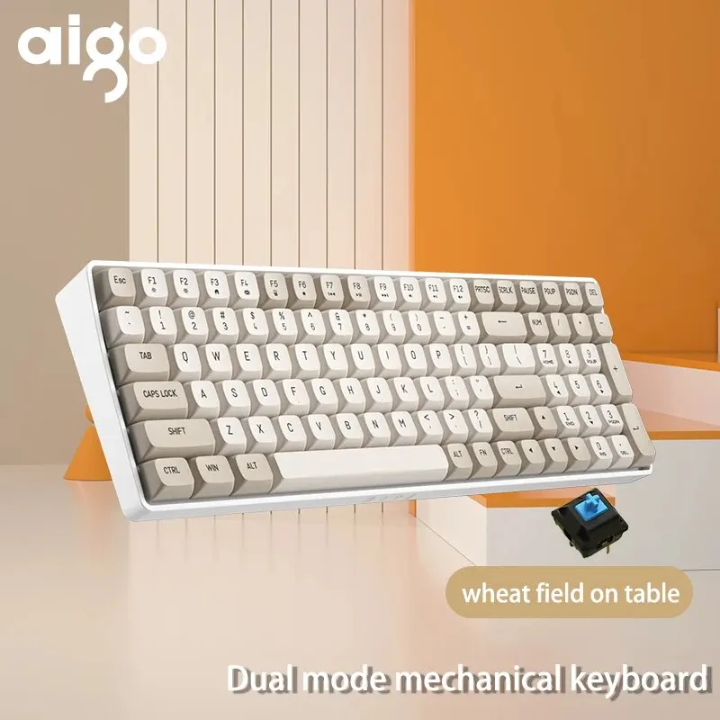 Aigo A100 Gaming Mechanical Keyboard 2.4G Wireless USB Type-c Wired Blue Switch 100 Key Hot Swap Rechargeable Gamer Keyboard Aigo A100 Gaming Mechanical Keyboard 2.4G Wireless USB Type-c Wired Blue Switch 100 Key Hot Swap Rechargeable Gamer Keyboard
