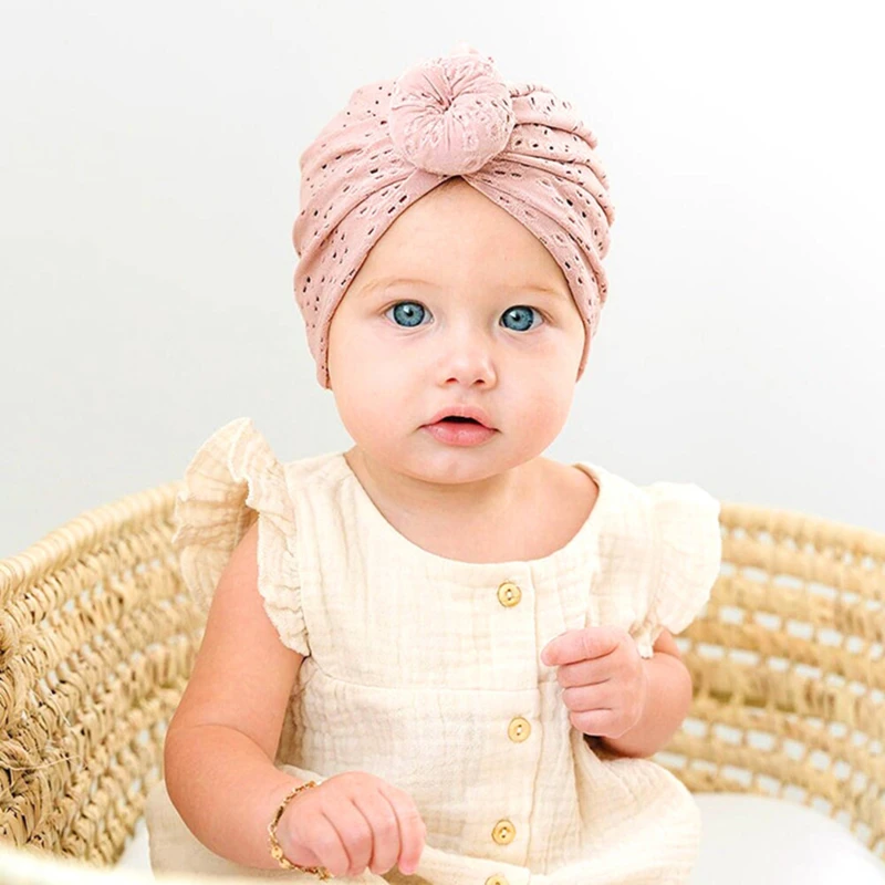 

New Summer Baby Turban Hat Hollow Toddler Beanie Baby Hat For Girls Accessories Infant Bonnet Kids Cap For Boy Newborn Hats