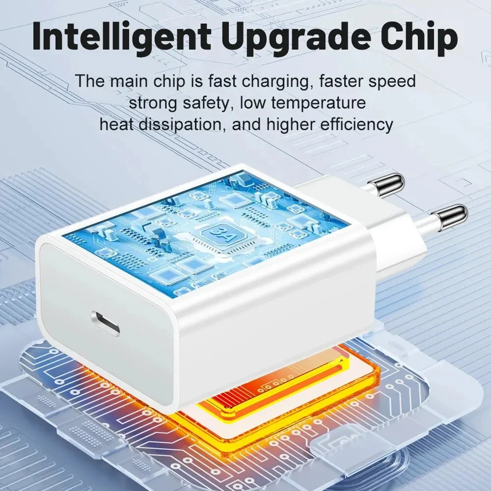 Фото Адаптер питания PD USB-C 20 Вт, быстрое зарядное устройство для iPhone 14 13 12 11 Pro Max, USB Type C, настенная быстрая зарядка X XS XR 7 8 6 Plus, кабель №4