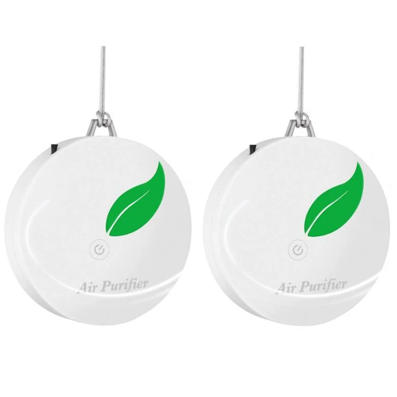 

2Pack Personal Wearable Air Purifier Necklace Mini Portable Air Freshner Ionizer Negative Ion Generator White