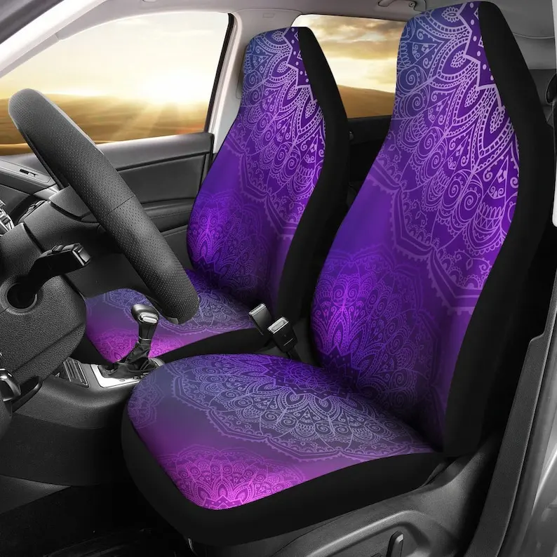 

Purple Mandalas Car Seat Covers Pair, 2 Front Seat Covers, Car Seat Covers, Car Seat Protector, Car Accessory, Mandalas, Purple
