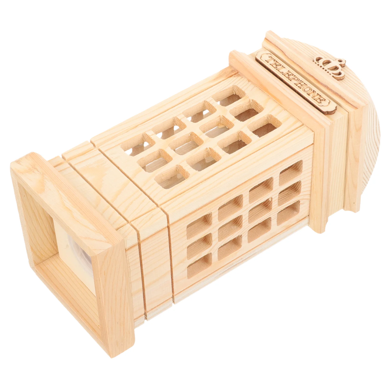 

Unpaited Personalized Wood Money Pot Phone Booth Modelling Piggy Bank