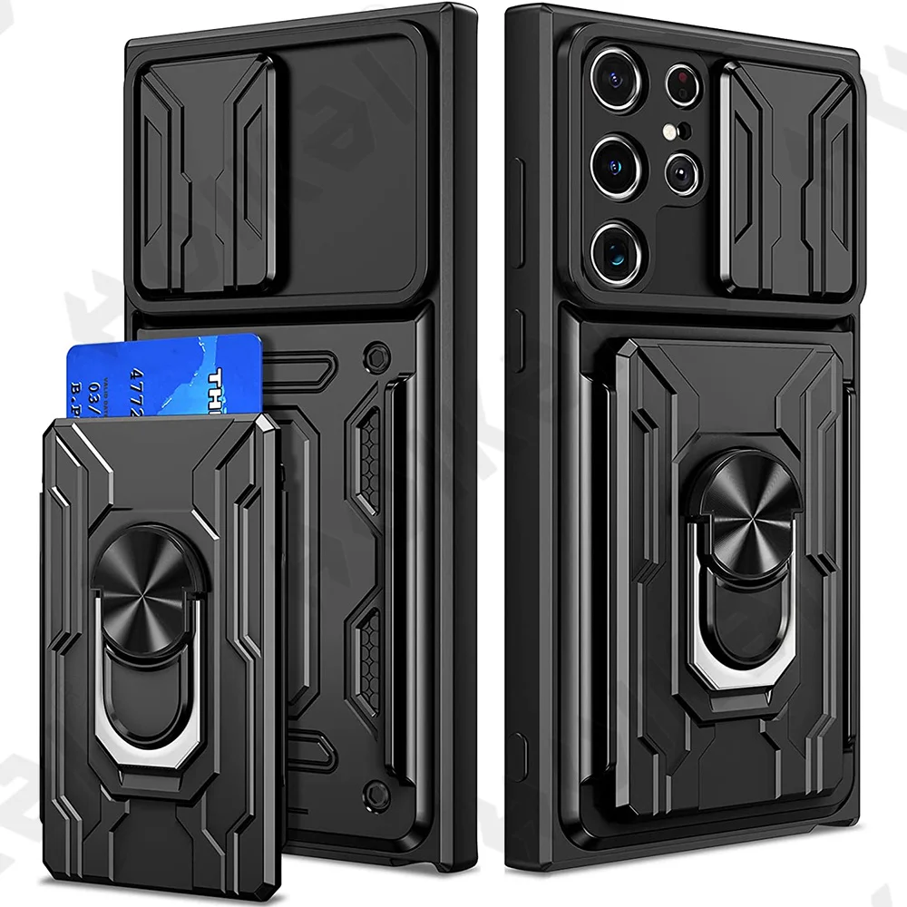 Чехол для Samsung S23/S22/S21/FE Ultra Plus съемная подставка с кольцом-держателем карт слот Galaxy