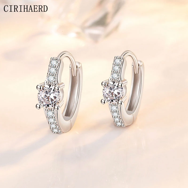 

Earrings For Women Bohemian Luxury Korea Silver 925 Small Zircon Hoop Earring In The Form Of Rings Tous Jewelry Woman Accessorie