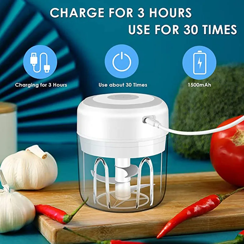 100250ml electric garlic masher usb charging mini chopper vegetable chili meat ginger masher machine blenders kitchen gadgets free global shipping