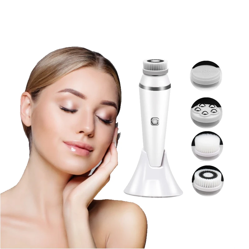 

4 in1 Electric Facial Brush Deep Pore Cleansing Vibration Facial Cleaner Waterproof Deep Facial Skin Massager Rejuvenation USB