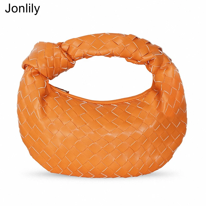 

Jonlily PU Leather Women Woven Shoulder Bag Female Fashion Handbags Tote Casual Daybag Small Hobo Bags Teens Purse -KG744
