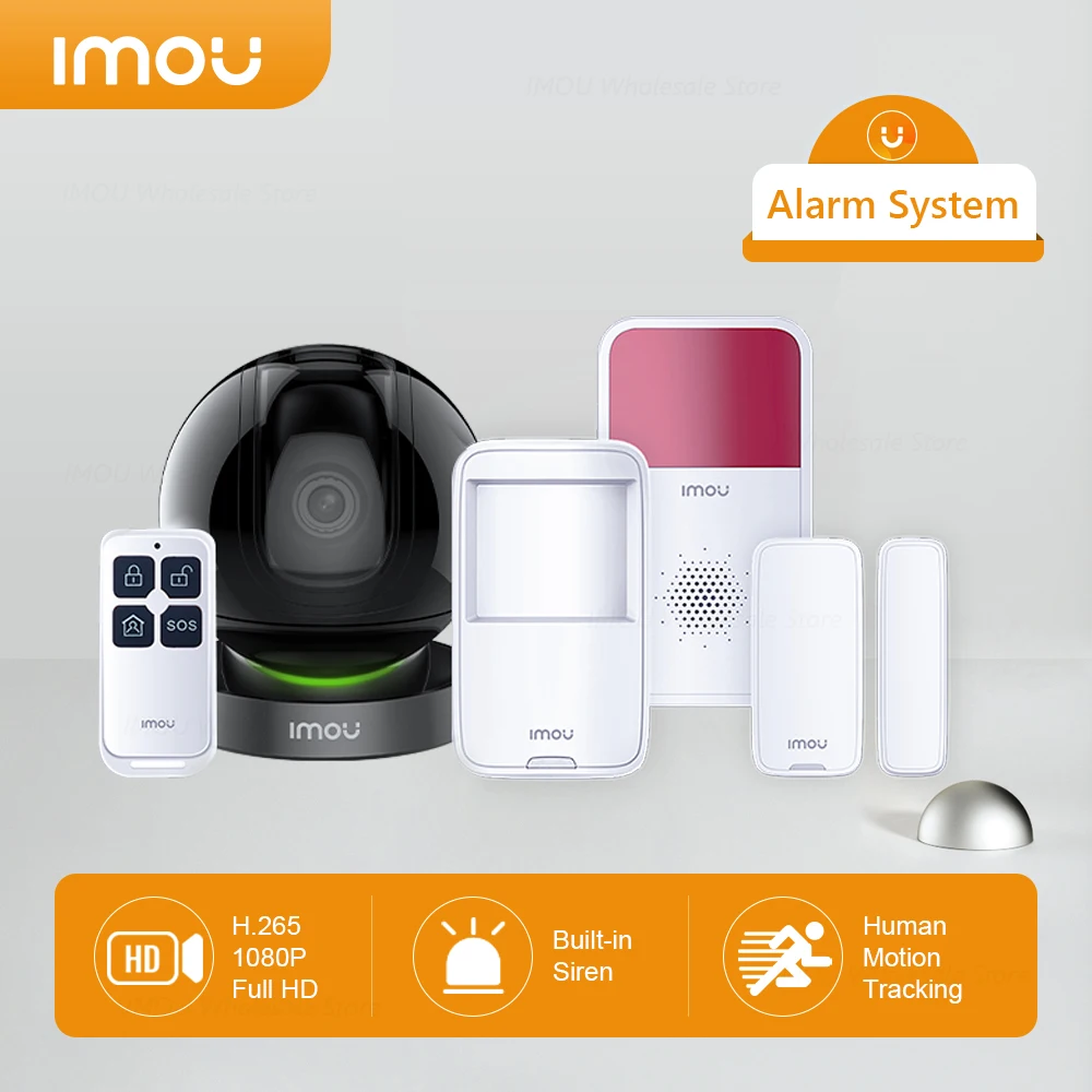 

Imou Ranger IQ Video Alarm System Kit AI Gateway Camera With Built-in Siren Motion Detector Door Window Contact Remote Control
