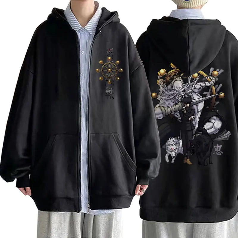 

Japanese Anime Jujutsu Kaisen Fushiguro Megumi Graphic Zipper Hoodie Men Women Manga Casual Zip Up Coat Unisex Fleece Sweatshirt