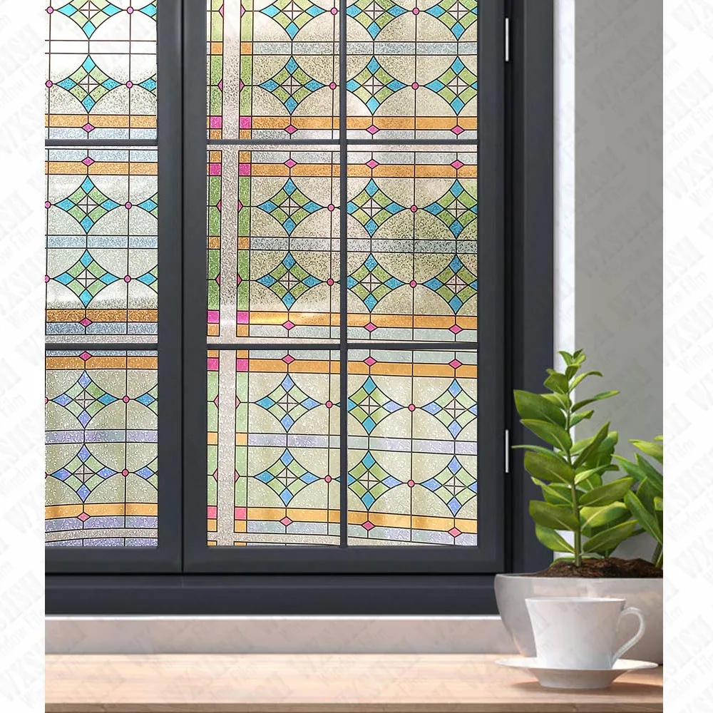 

45*200 Cm Decorative Window Film 3D Glass Stickers Privacy Glass Adhesive Film Static Cling Window Foil Window Decoration Solar