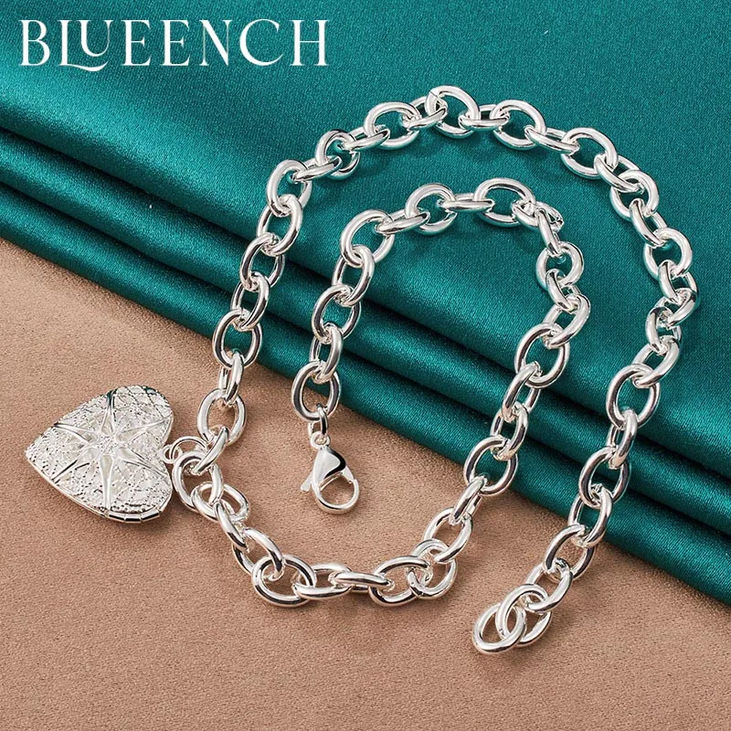 

Blueench 925 Sterling Silver Stereo Heart Peach Hollow Pendant Necklace for Women Proposal Wedding Fashion Jewelry