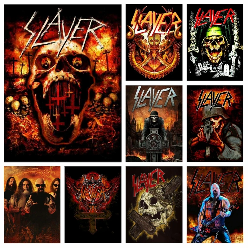 Slayer Heavy Metal Rock Band 5D Diamond Painting Skull Music Logo Wall Art Cross Stitch Embroidery Picture Mosaic Home Decor