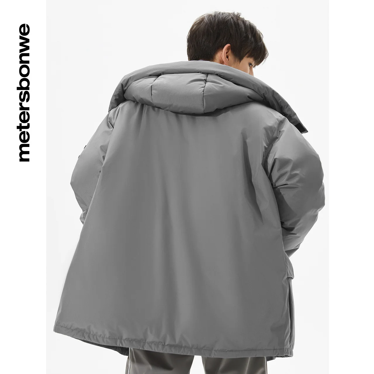 Metersbonwe Long Down Jacket Men Winter Warm 80% Gray Duck Down Hooded Men Anti-snow Winter Down Coat Brand Outerwear Warm Coat