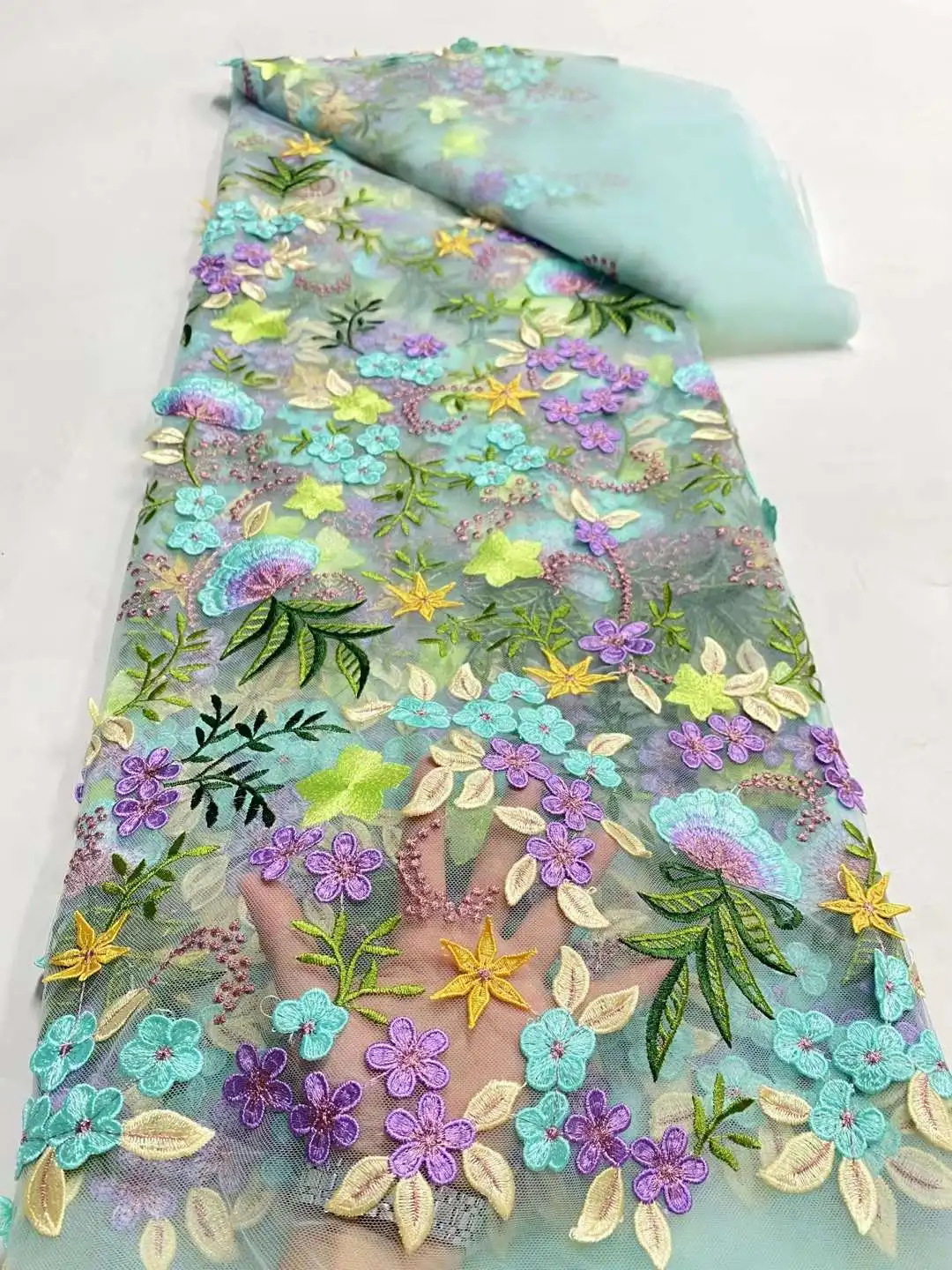 5 ярдов последнее качество изящная очень мягкая вышитая 3d Тюлевая кружевная