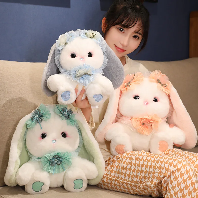 

Новинка, плюшевый кролик в стиле "Лолита", мультяшный креативный кролик, мягкая кукла, милая девочка, Успокаивающая подушка, подарок на день ...