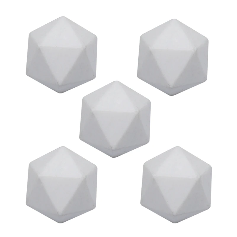 

448D Blank Polyhedral Dice Set Artist Set, Solid White Colors in Complete Set of 5, DIY Dice