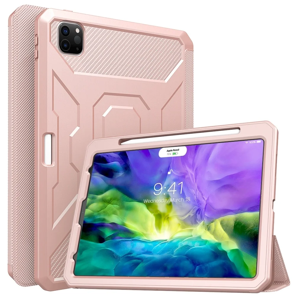 

Чехол для iPad Pro 11 2-го поколения 2020 и 2018, [встроенная защита экрана] полноразмерный ударопрочный умный чехол тройной стенд