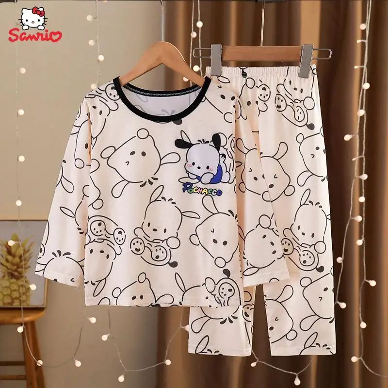 

Детская Пижама Kuromi Melody nakacco Cinnamoroll, аниме Мультяшные пижамы для девочек с длинным рукавом, комплект домашней одежды для студентов, подарок для девочек